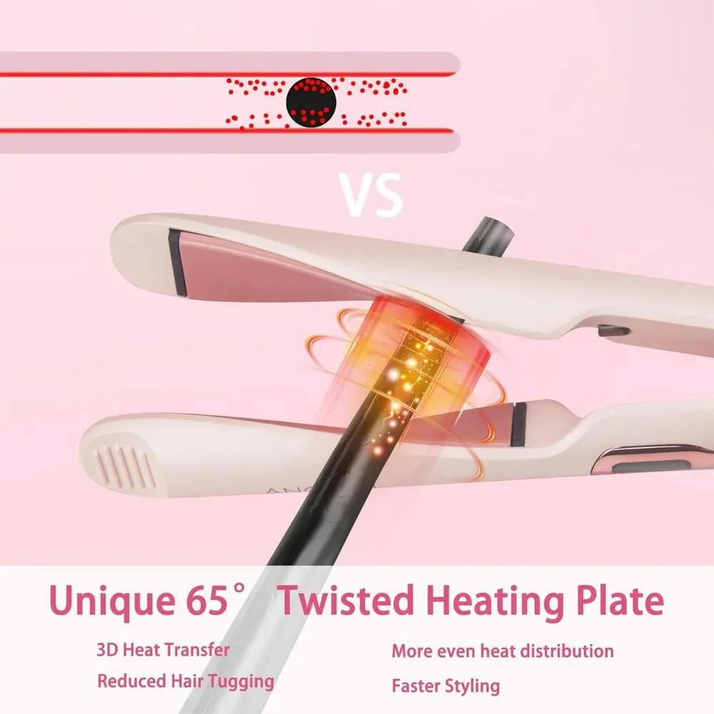 NEW 2-in-1 Pink Pro Hair Straightener & Curler 